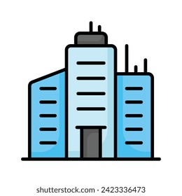 Diseño vectorial de edificio de oficinas aislado en fondo blanco