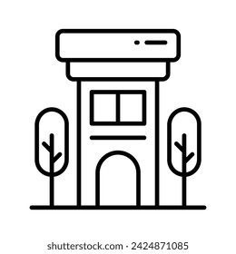 Diseño del vector del edificio de oficinas aislado sobre fondo blanco