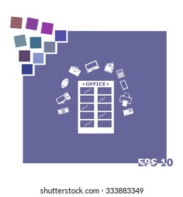 Office building vector icon.