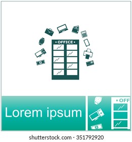Office building vector icon.