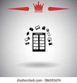 Office building vector icon.