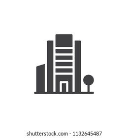 Office building vector icon. filled flat sign for mobile concept and web design. Company office simple solid icon. Symbol, logo illustration. Pixel perfect vector graphics