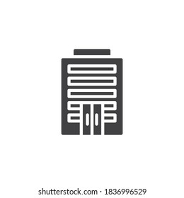 Office building vector icon. filled flat sign for mobile concept and web design. Multi-storey office building glyph icon. Symbol, logo illustration. Vector graphics