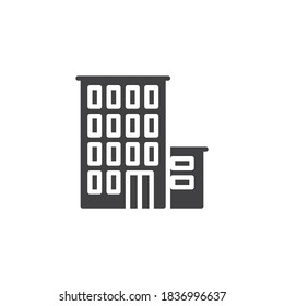 Office building vector icon. filled flat sign for mobile concept and web design. House outline glyph icon. Symbol, logo illustration. Vector graphics