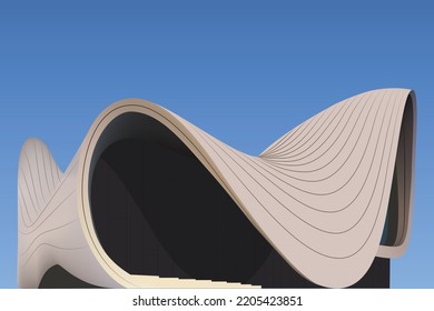 Office building vector icon illustration. Business building, Building Construction, Best Architecture. Heydar Aliyev Center vector.