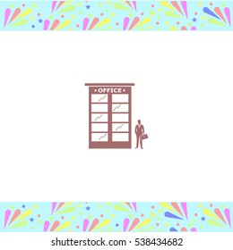 Office building vector icon on white background. Isolated illustration. Business picture.