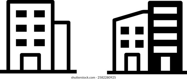 Office Building Vector Icon Set – Modern Corporate and Business Designs