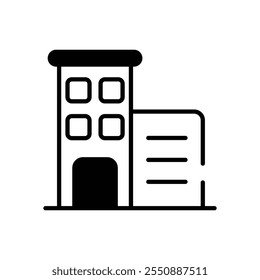 Icono de Vector de edificio de oficinas ilustración de stock