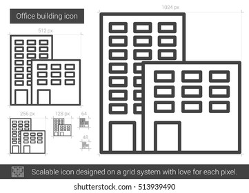 Office building vector line icon isolated on white background. Office building line icon for infographic, website or app. Scalable icon designed on a grid system.