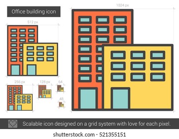 Office building vector line icon isolated on white background. Office building line icon for infographic, website or app. Scalable icon designed on a grid system.