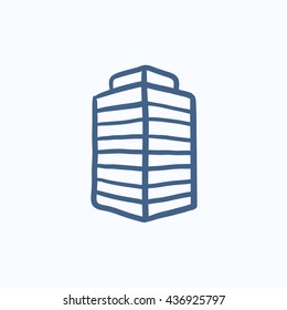 Icono de esbozo vectorial de creación de Office aislado en segundo plano. Icono de creación de Office dibujado a mano. Icono de esbozo de Office building para infografía, sitio web o aplicación.