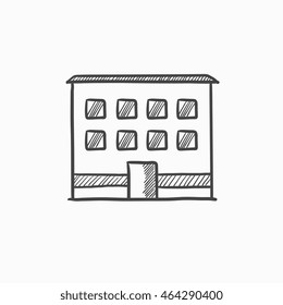 Office building vector sketch icon isolated on background. Hand drawn Office building icon. Office building sketch icon for infographic, website or app.