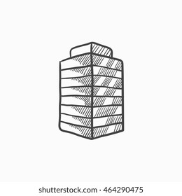 Office building vector sketch icon isolated on background. Hand drawn Office building icon. Office building sketch icon for infographic, website or app.