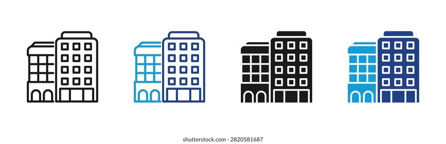 Office Building Web icon with multiple style collection