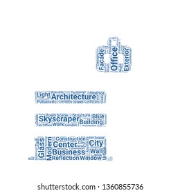 office building word cloud. tag cloud about office building.