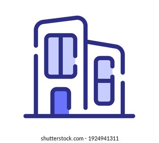 office building working space single isolated icon with dash or dashed line style