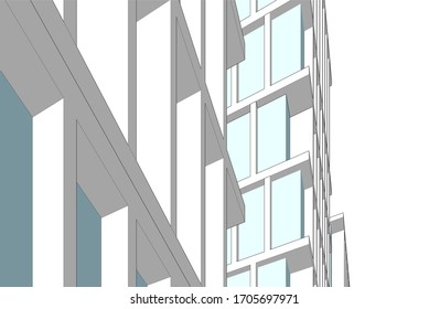 Office buildings architectural 3d vector
