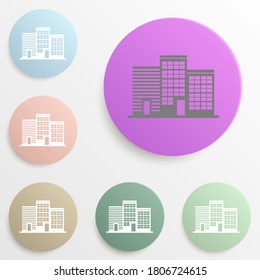 office buildings badge color set. Simple glyph, flat vector of web icons for ui and ux, website or mobile application