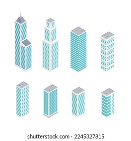 Office buildings, business center, skyscrapers, city skyline vector collection