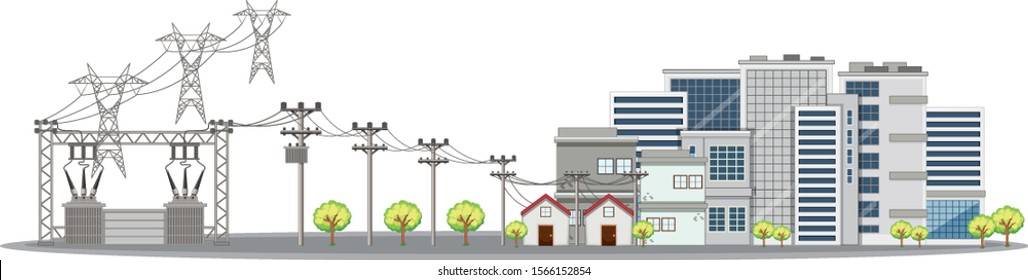 Office buildings in the city illustration