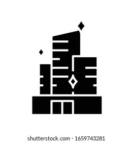 Office buildings cleaning black icon, concept illustration, vector flat symbol, glyph sign.