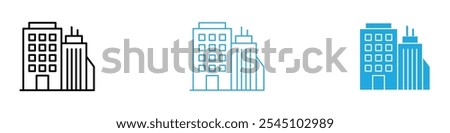 Office Buildings Icon Set Vector illustration in black