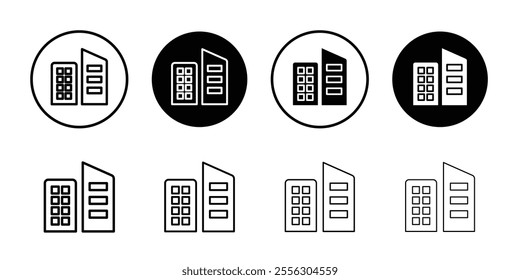 Office buildings icon Thin line vector illustration set