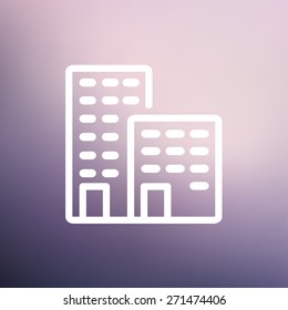 Office buildings icon thin line for web and mobile, modern minimalistic flat design. Vector white icon on gradient mesh background.
