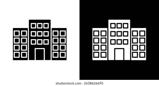 Office buildings icon Vector in flat style. Collection silhouettes