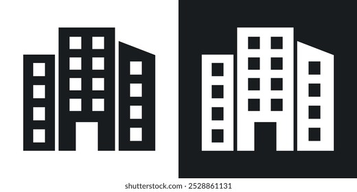 Office buildings icons. solid style vector