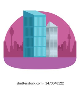 Office buildings and skyscraper real estates in the city scenery ,vector illustration graphic design.