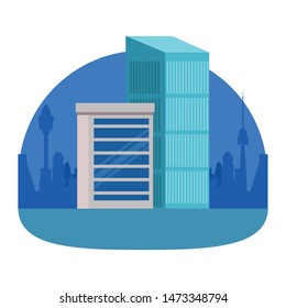 Office buildings and skyscraper real estates in the city scenery ,vector illustration graphic design.