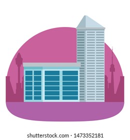 Office buildings and skyscraper real estates in the city scenery ,vector illustration graphic design.
