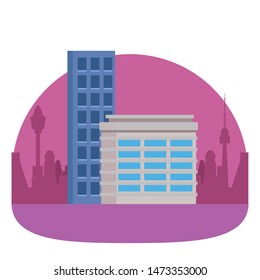 Office buildings and skyscraper real estates in the city scenery ,vector illustration graphic design.