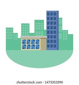 Office buildings and skyscraper real estates in the city scenery ,vector illustration graphic design.