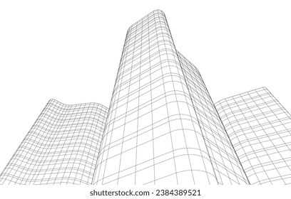 Office buildings vector 3d rendering