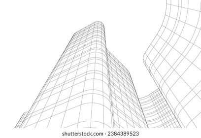Office buildings vector 3d rendering