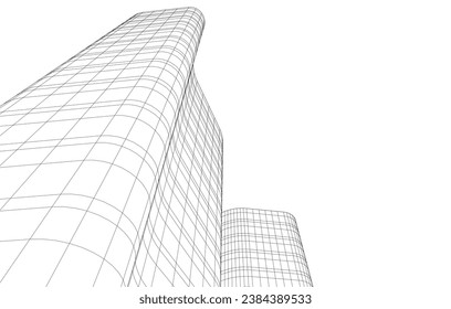 Office buildings vector 3d rendering