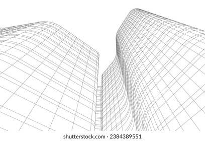 Office buildings vector 3d rendering