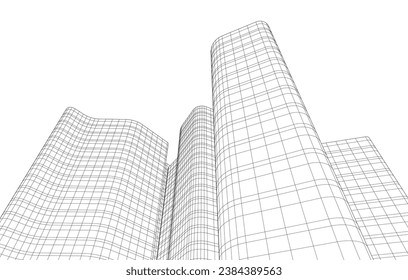 Office buildings vector 3d rendering