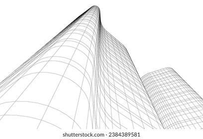 Representación del vector 3d de los edificios de oficinas