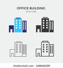 office buildings vector icons sets sky scraper color solid gray stroke outline