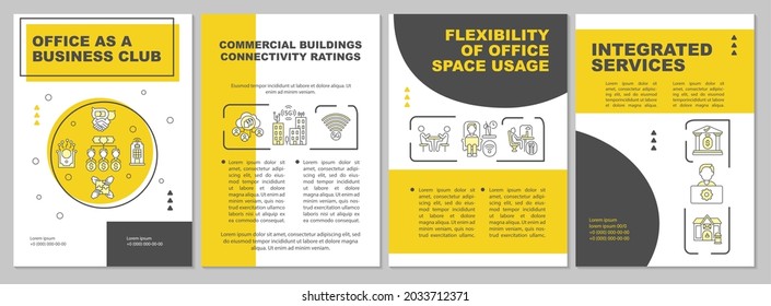 Office as business club brochure template. Buildings connectivity. Flyer, booklet, leaflet print, cover design with linear icons. Vector layouts for presentation, annual reports, advertisement pages