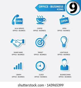 Office and business concept icons,blue version,vector