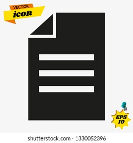 Office or business document icon. Document vector. Document  solid illustration, pictogram isolated on white