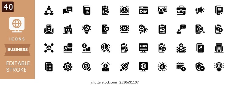 Office and Business Editable Icons set. Vector illustration in modern thin line style of business related icons: teamwork, documents, devices, and more. Pictograms and infographics for mobile apps.