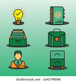 
office business equipment set icon