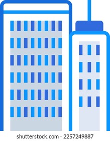 Office business icon with blue duotone style. Corporate, currency, database, development, discover, document, e commerce. Vector illustration