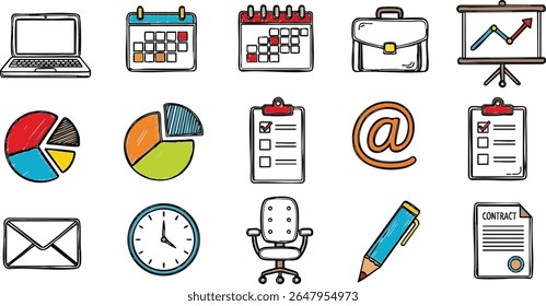 Office and Business icon collection illustration