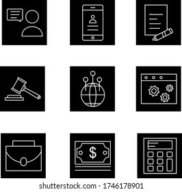 Office Business  icon vector design, White color icon, illustration design isolate on Black background. Business icon page symbol for your web site design icon logo, app, UI.